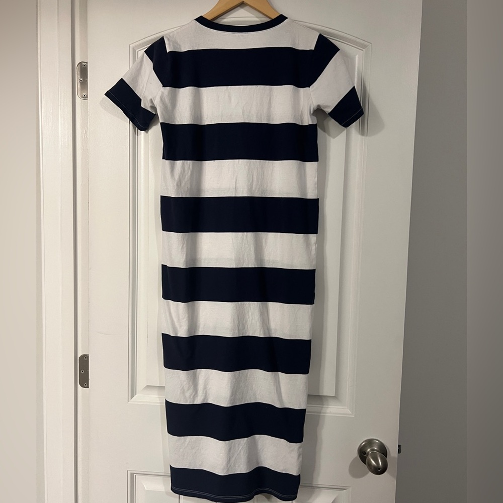 J. Crew Classic Navy and White Midi Tee Shirt Dress - Picture 3 of 5